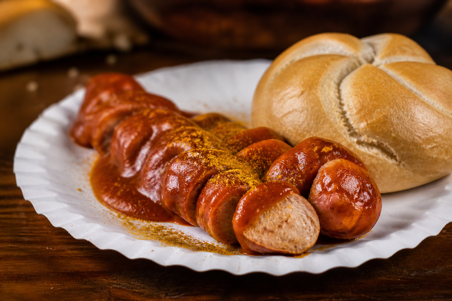 Currywurst mit Semmel